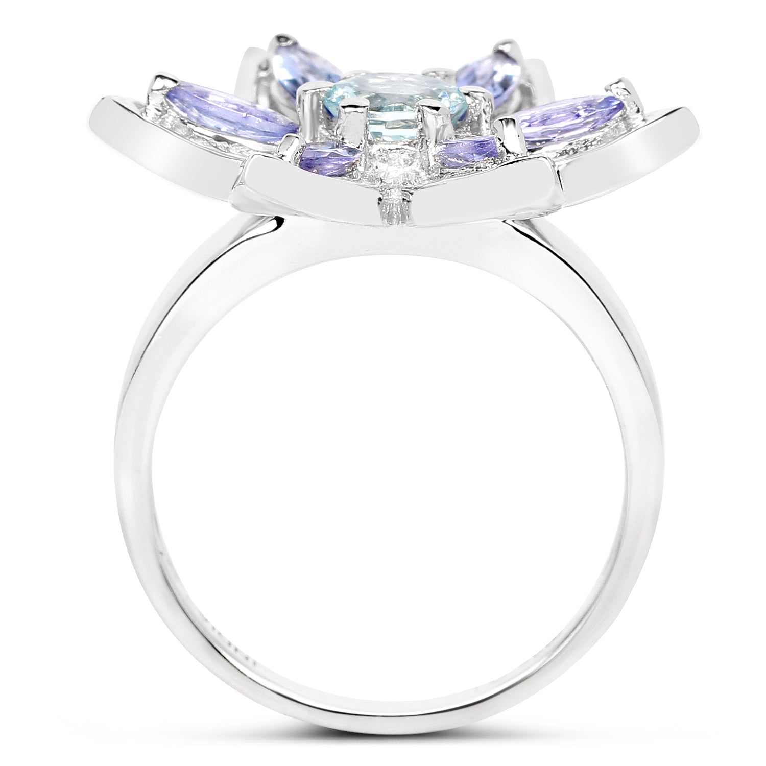 1.34 Carat Genuine Aquamarine and Tanzanite .925 Sterling Silver Ring on sale at MyriadMart