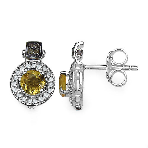 1.00 Carat Genuine Citrine and 0.31 ct.t.w Genuine Diamond Accents Sterling Silver Earrings on sale at MyriadMart