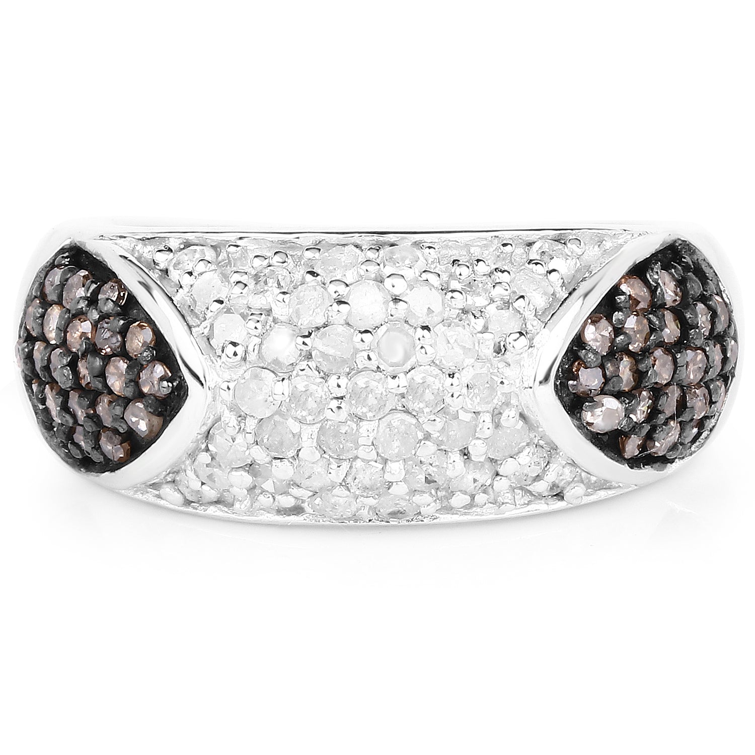 0.94 Carat Genuine Champagne Diamond and White Diamond .925 Sterling Silver Ring on sale at MyriadMart