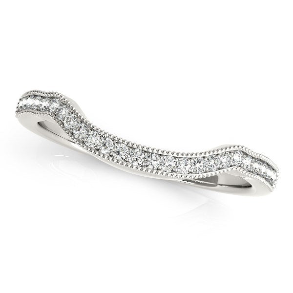 14k White Gold Curvy Style Pave Set Diamond Wedding Band 1/6 cttw on sale at MyriadMart