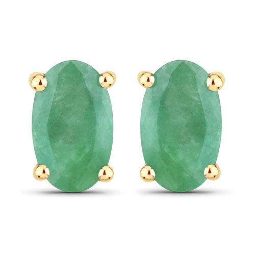 0.38 Carat Genuine Zambian Emerald 10K Yellow Gold Earrings on sale at MyriadMart