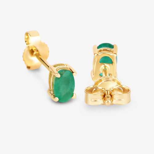 0.38 Carat Genuine Zambian Emerald 10K Yellow Gold Earrings on sale at MyriadMart