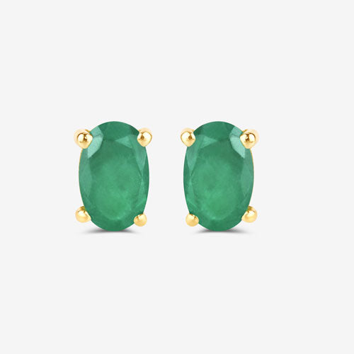 0.38 Carat Genuine Zambian Emerald 10K Yellow Gold Earrings on sale at MyriadMart