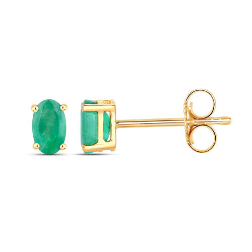 0.38 Carat Genuine Zambian Emerald 10K Yellow Gold Earrings on sale at MyriadMart