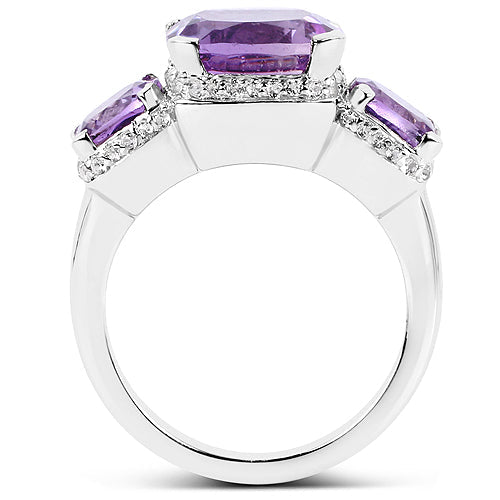 5.85 Carat Genuine Pink Amethyst and White Topaz .925 Sterling Silver Ring on sale at MyriadMart