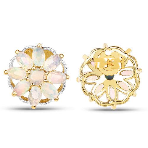 14K Yellow Gold Plated 2.70 Carat Genuine Ethiopian Opal .925 Sterling Silver Earrings on sale at MyriadMart