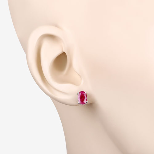 1.70 Carat Genuine Ruby 10K White Gold Earrings on sale at MyriadMart