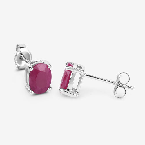 1.70 Carat Genuine Ruby 10K White Gold Earrings on sale at MyriadMart