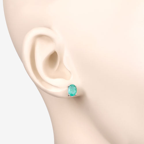 1.44 Carat Genuine Zambian Emerald 10K White Gold Earrings on sale at MyriadMart