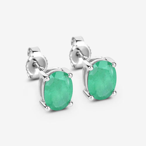 1.44 Carat Genuine Zambian Emerald 10K White Gold Earrings on sale at MyriadMart