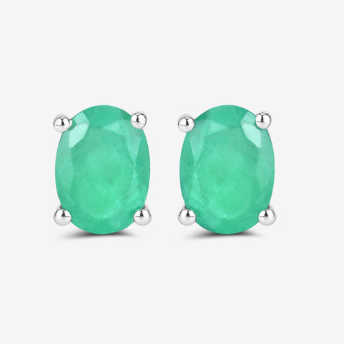 1.44 Carat Genuine Zambian Emerald 10K White Gold Earrings on sale at MyriadMart