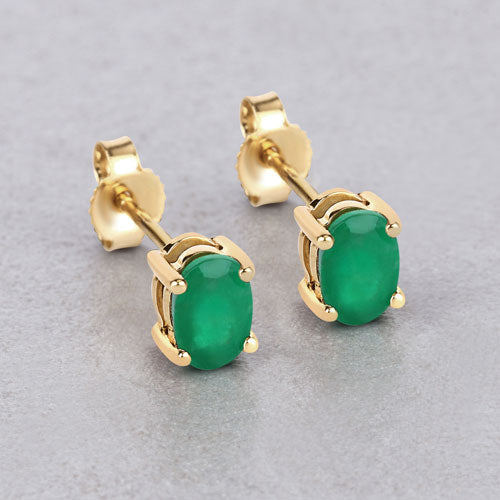 0.88 Carat Genuine Zambian Emerald 10K Yellow Gold Earrings on sale at MyriadMart