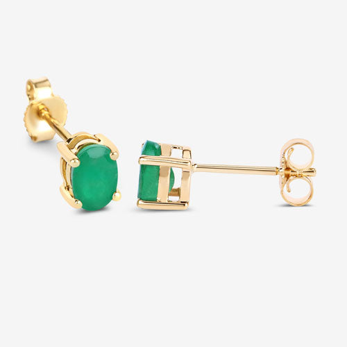 0.88 Carat Genuine Zambian Emerald 10K Yellow Gold Earrings on sale at MyriadMart