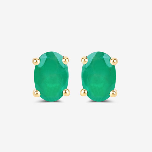 0.88 Carat Genuine Zambian Emerald 10K Yellow Gold Earrings on sale at MyriadMart