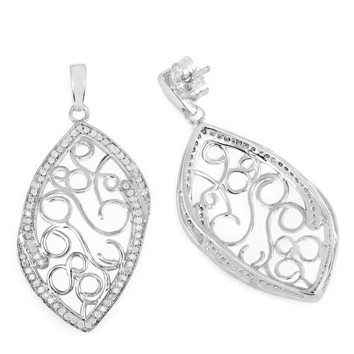 0.73 Carat Genuine White Diamond .925 Sterling Silver Earrings on sale at MyriadMart