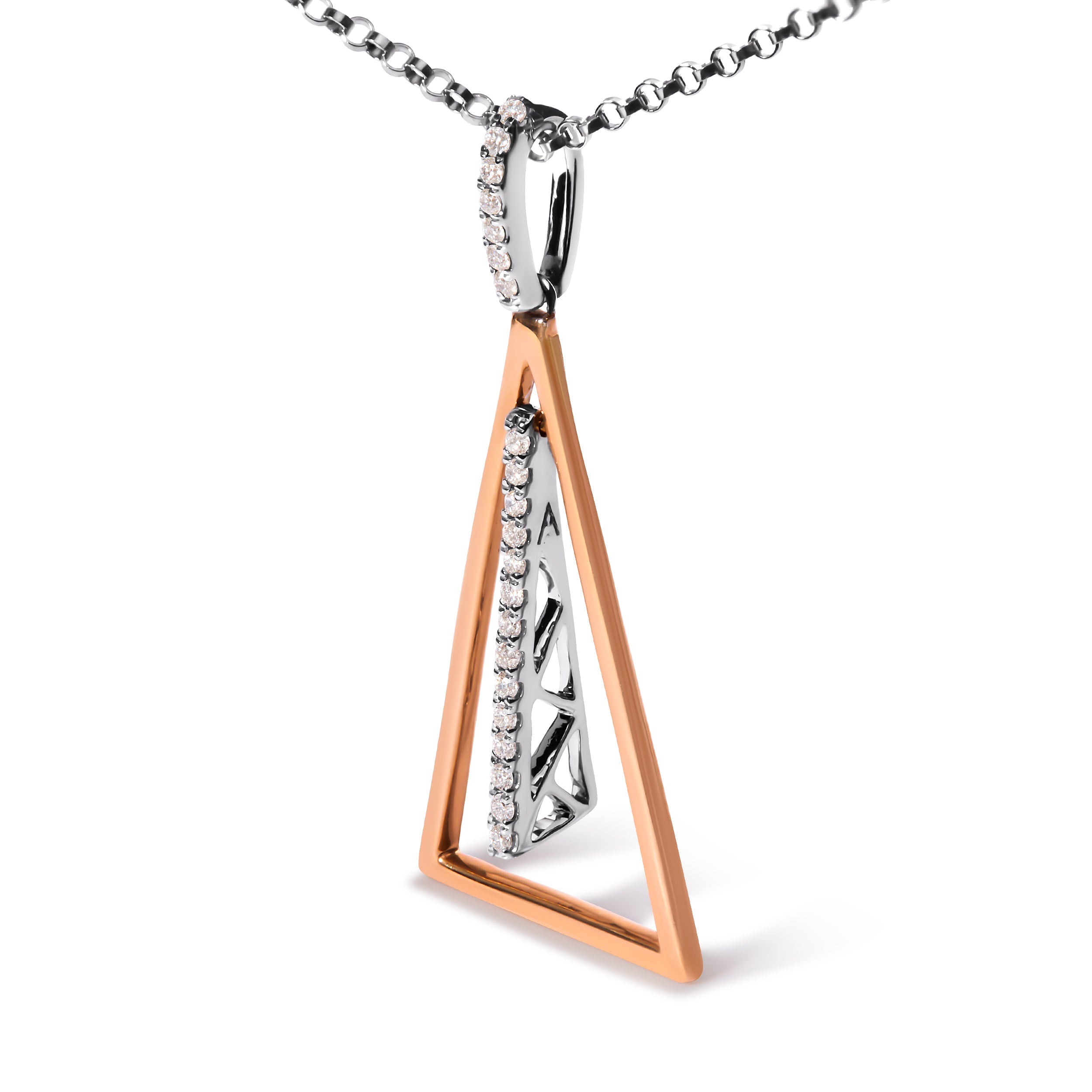 14K Rose and White Gold 1/8 Cttw Diamond Windchime 18" Pendant Necklace G-H Color, SI1-SI2 Clarity on sale at MyriadMart
