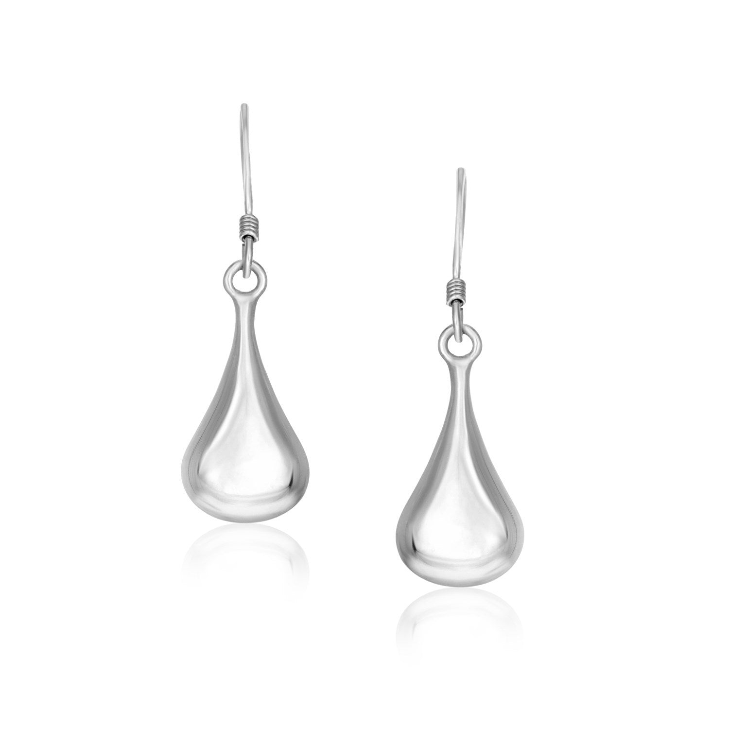 Sterling Silver Long Teardrop Shape Puff Drop Earrings on sale at MyriadMart