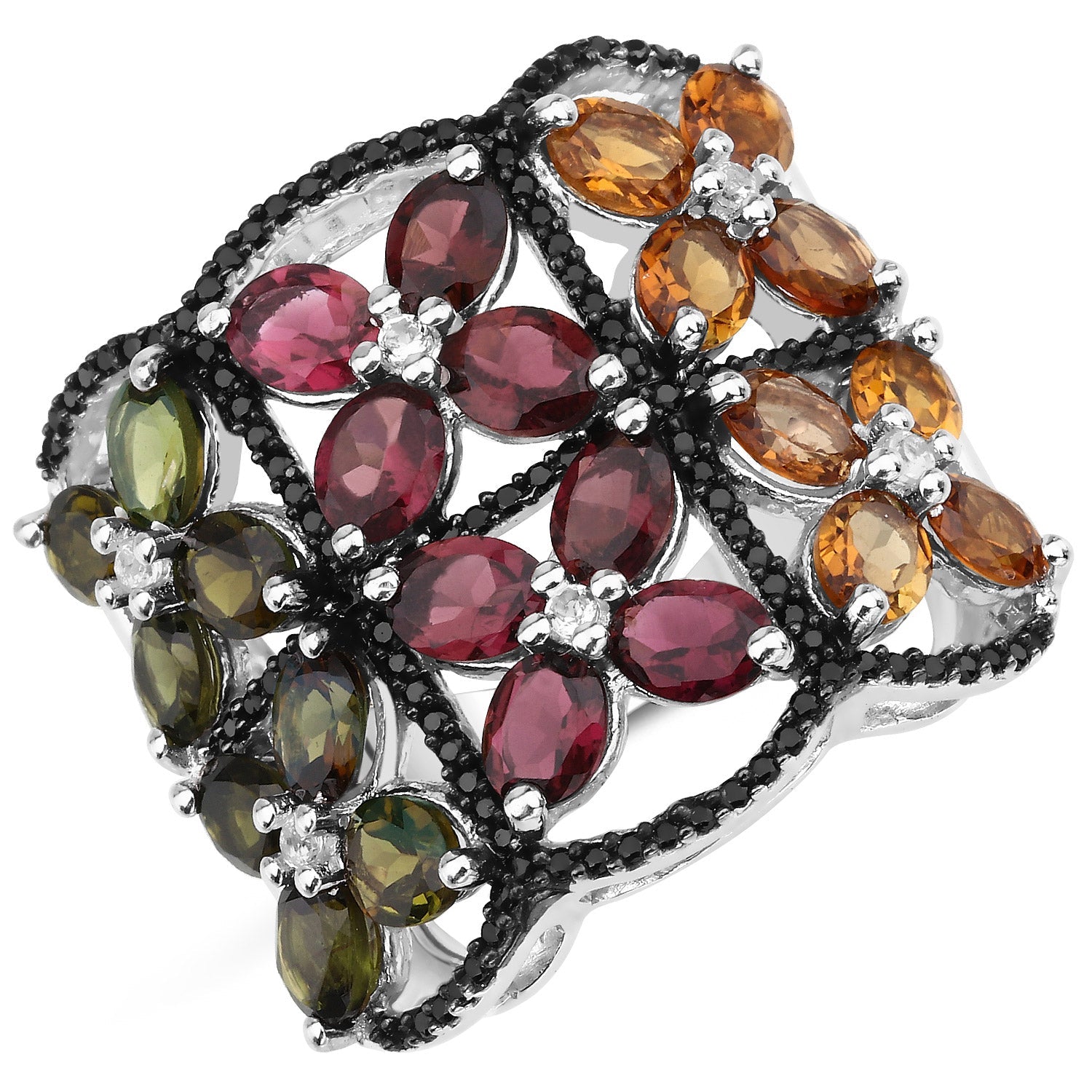 8.38 Carat Genuine Multi Tourmaline .925 Sterling Silver Ring on sale at MyriadMart