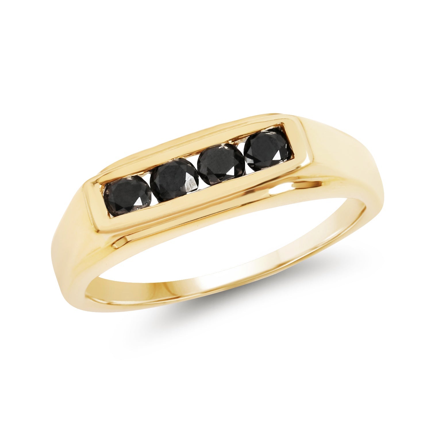 14K Yellow Gold Plated 0.48 Carat Genuine Black Diamond .925 Sterling Silver Ring on sale at MyriadMart