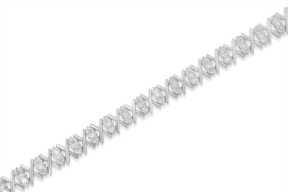 .925 Sterling Silver 1.0 Cttw Diamond Miracle-Set X-Link 7" Tennis Bracelet I-J Color, I3 Clarity on sale at MyriadMart