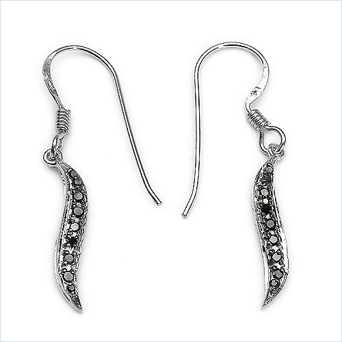 0.16 Carat Genuine Black Diamond .925 Sterling Silver Earrings on sale at MyriadMart