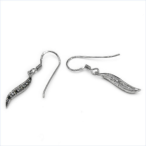 0.16 Carat Genuine Black Diamond .925 Sterling Silver Earrings on sale at MyriadMart