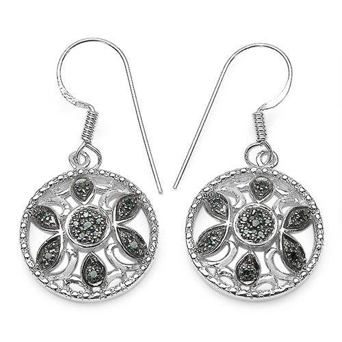 0.18 Carat Genuine Blue Diamond .925 Sterling Silver Earrings on sale at MyriadMart