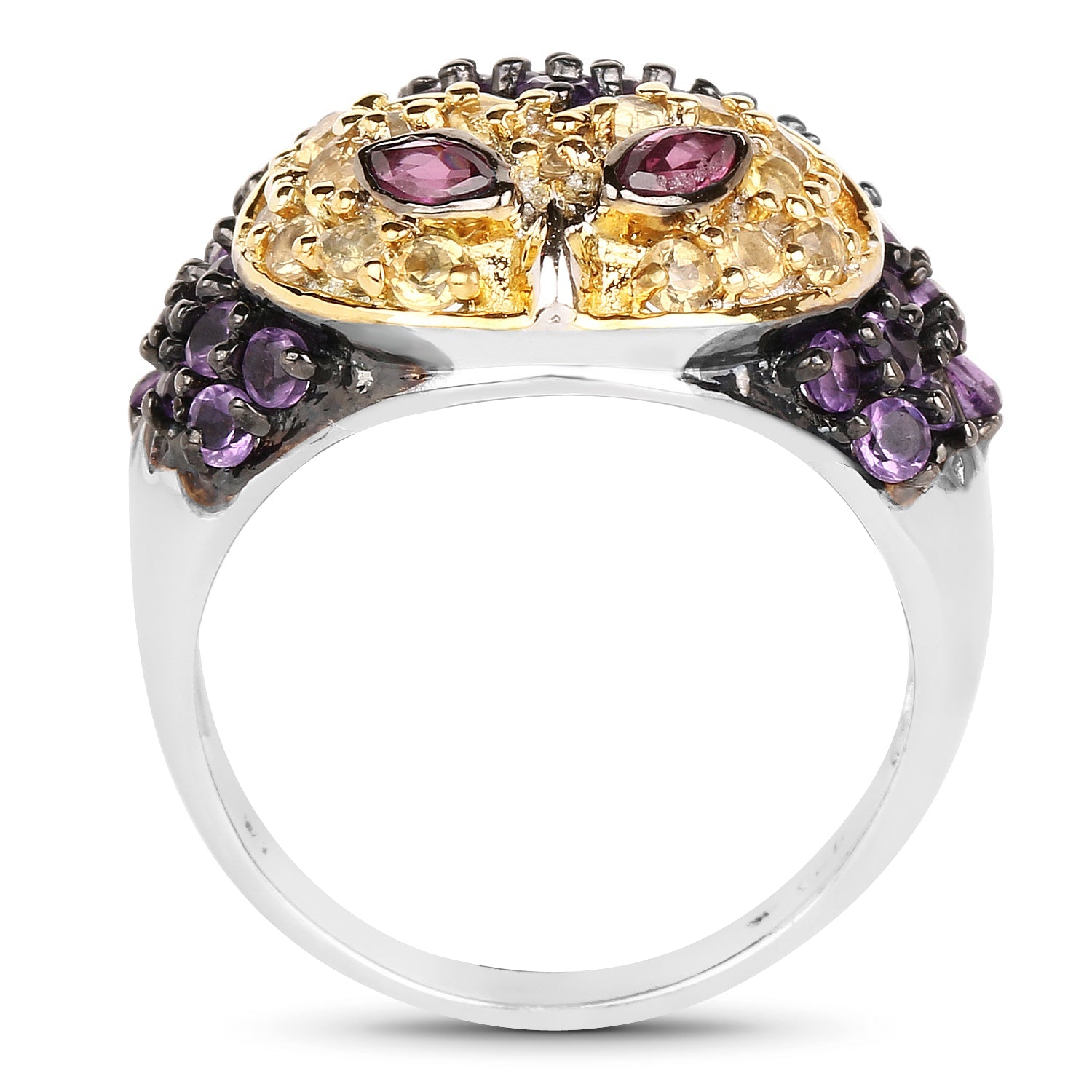 2.01 Carat Genuine Rhodolite and Amethyst .925 Sterling Silver Ring on sale at MyriadMart