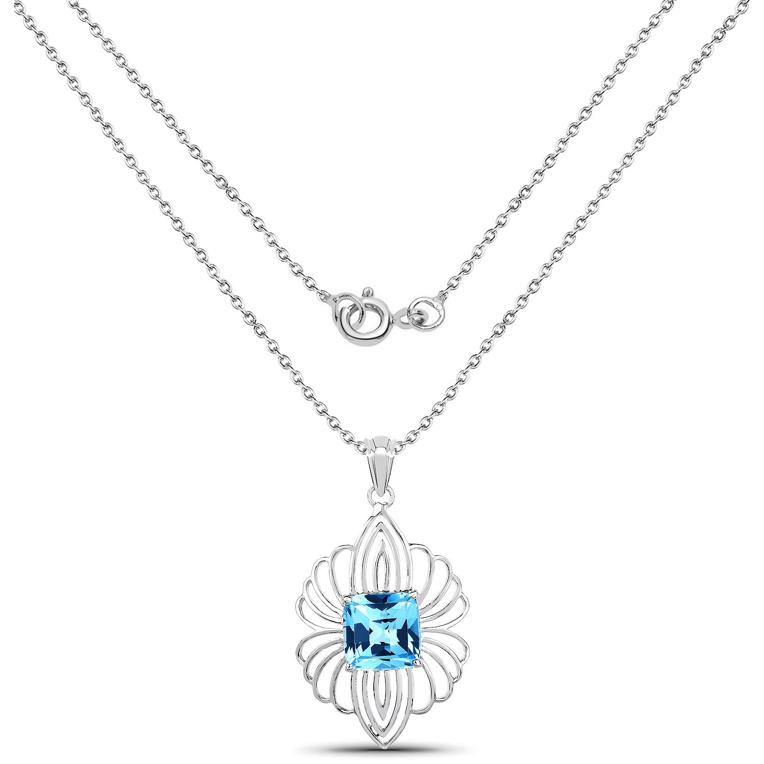 8.18 Carat Genuine Swiss Blue Topaz .925 Sterling Silver Pendant on sale at MyriadMart