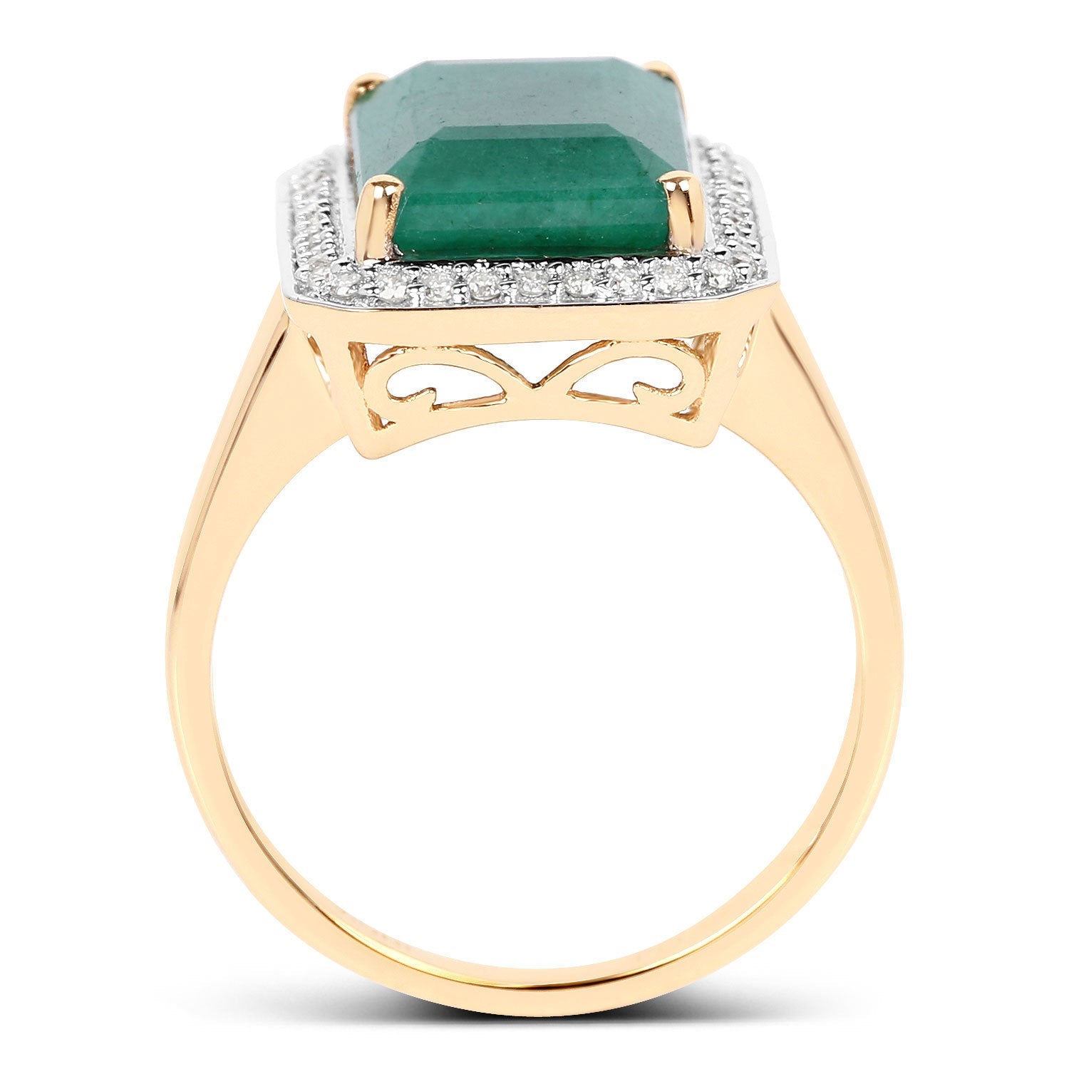 5.71 Carat Dyed Emerald and White Diamond 14K Yellow Gold Ring on sale at MyriadMart
