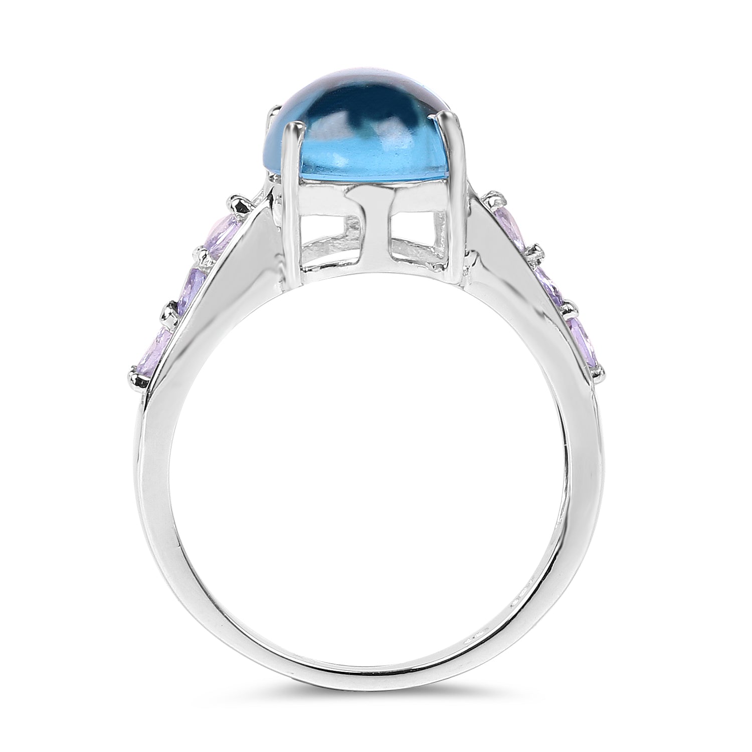 4.77 Carat Genuine Swiss Blue Topaz and Tanzanite .925 Sterling Silver Ring on sale at MyriadMart