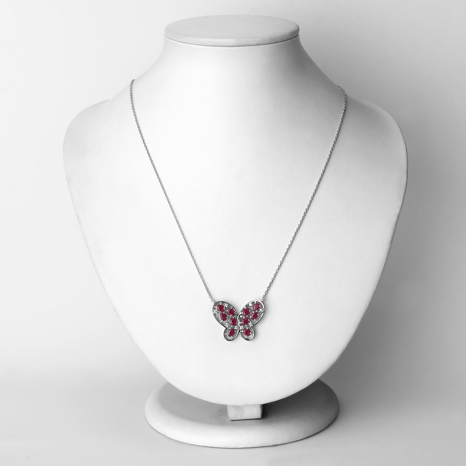 2.36 Carat Genuine Ruby and White Zircon .925 Sterling Silver Necklace on sale at MyriadMart
