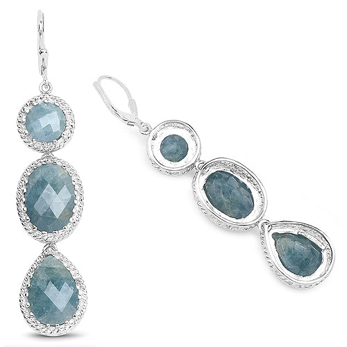 21.32 Carat Genuine Milky Aquamarine .925 Sterling Silver Earrings on sale at MyriadMart