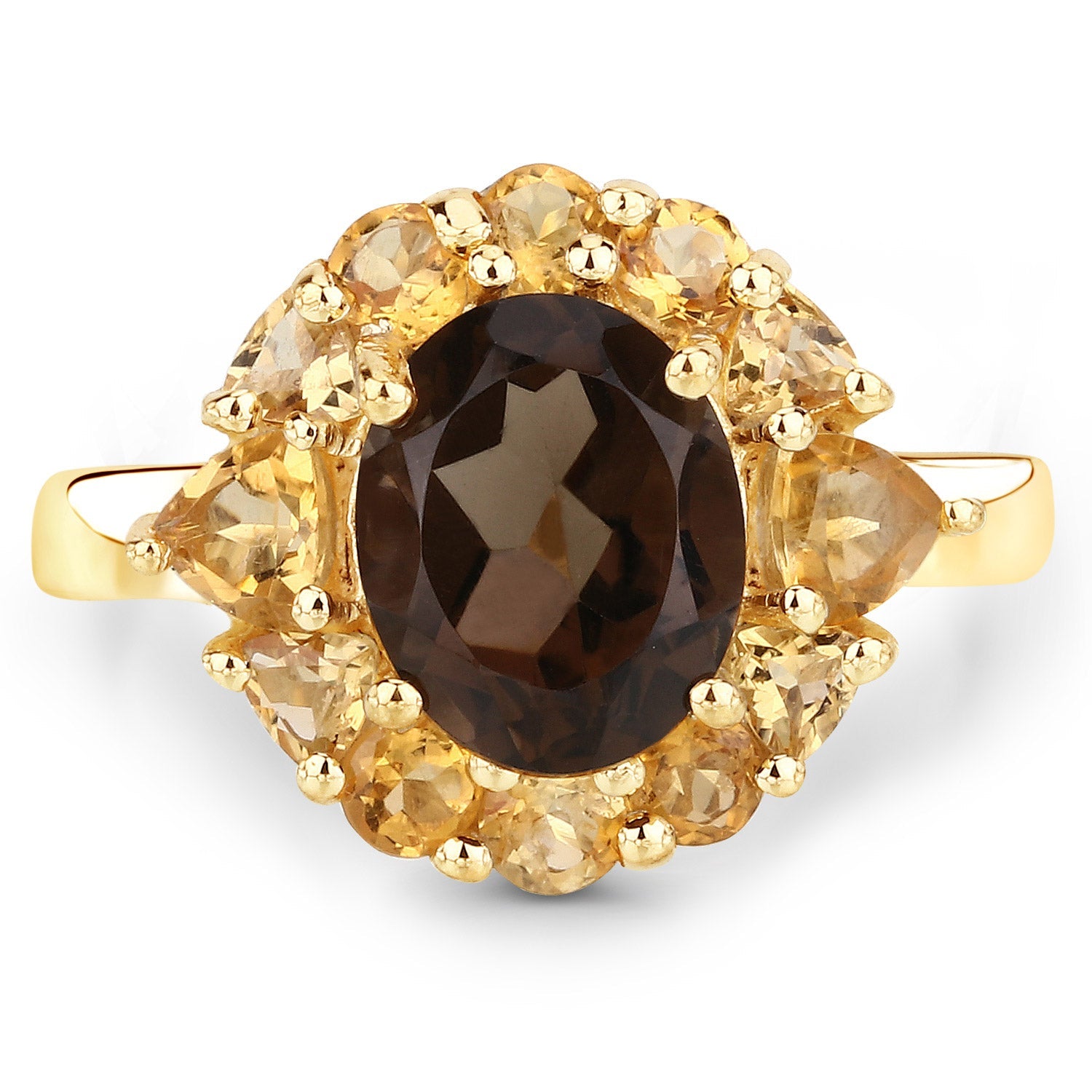 4.00 Carat Genuine Smoky Quartz and Citrine .925 Sterling Silver Ring on sale at MyriadMart