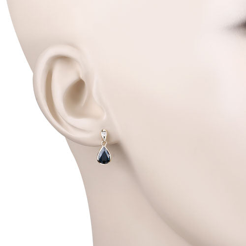 1.65 Carat Genuine Blue Sapphire and White Diamond 10K Yellow Gold Earrings on sale at MyriadMart