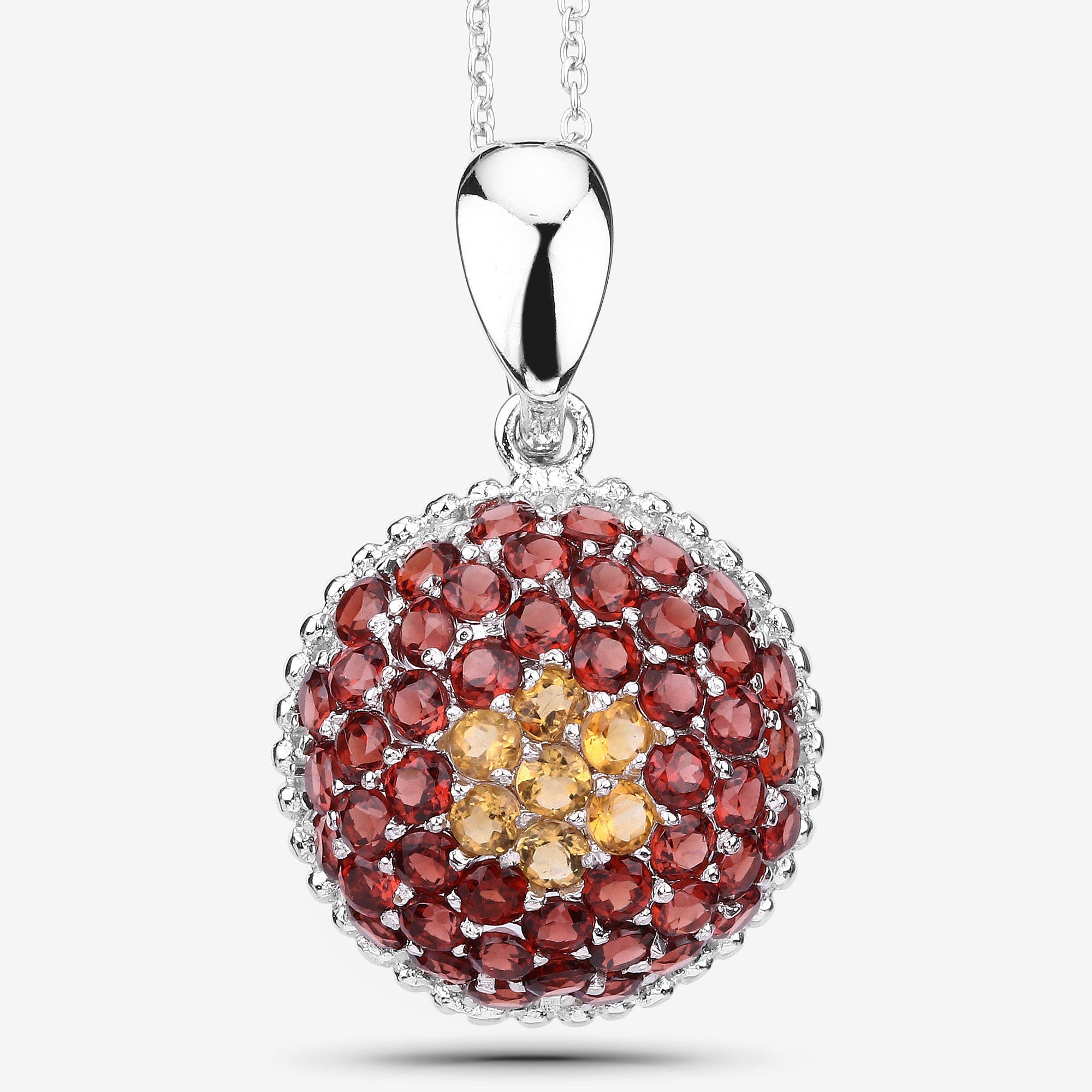4.57 Carat Genuine Citrine and Garnet .925 Sterling Silver Pendant on sale at MyriadMart