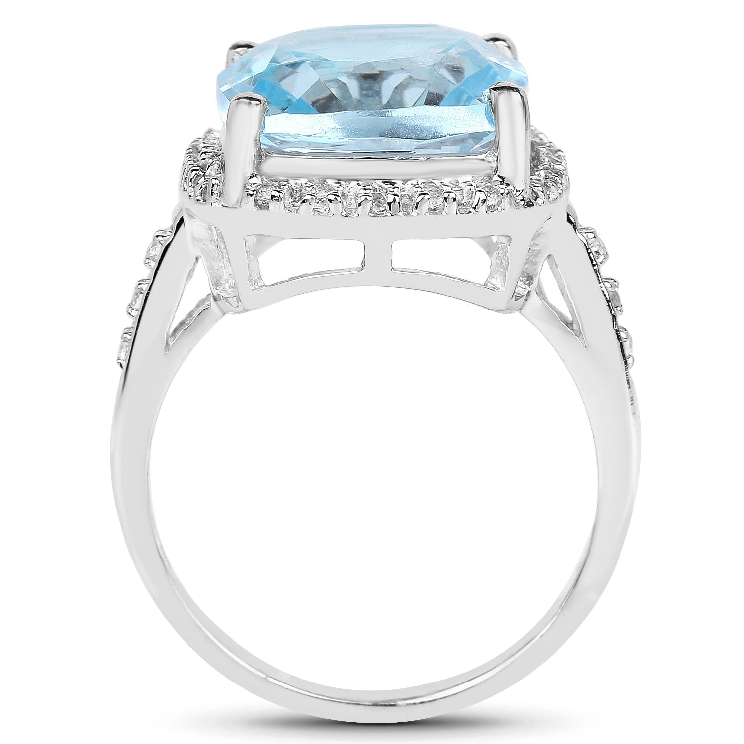 7.18 Carat Genuine Blue Topaz and White Topaz .925 Sterling Silver Ring on sale at MyriadMart