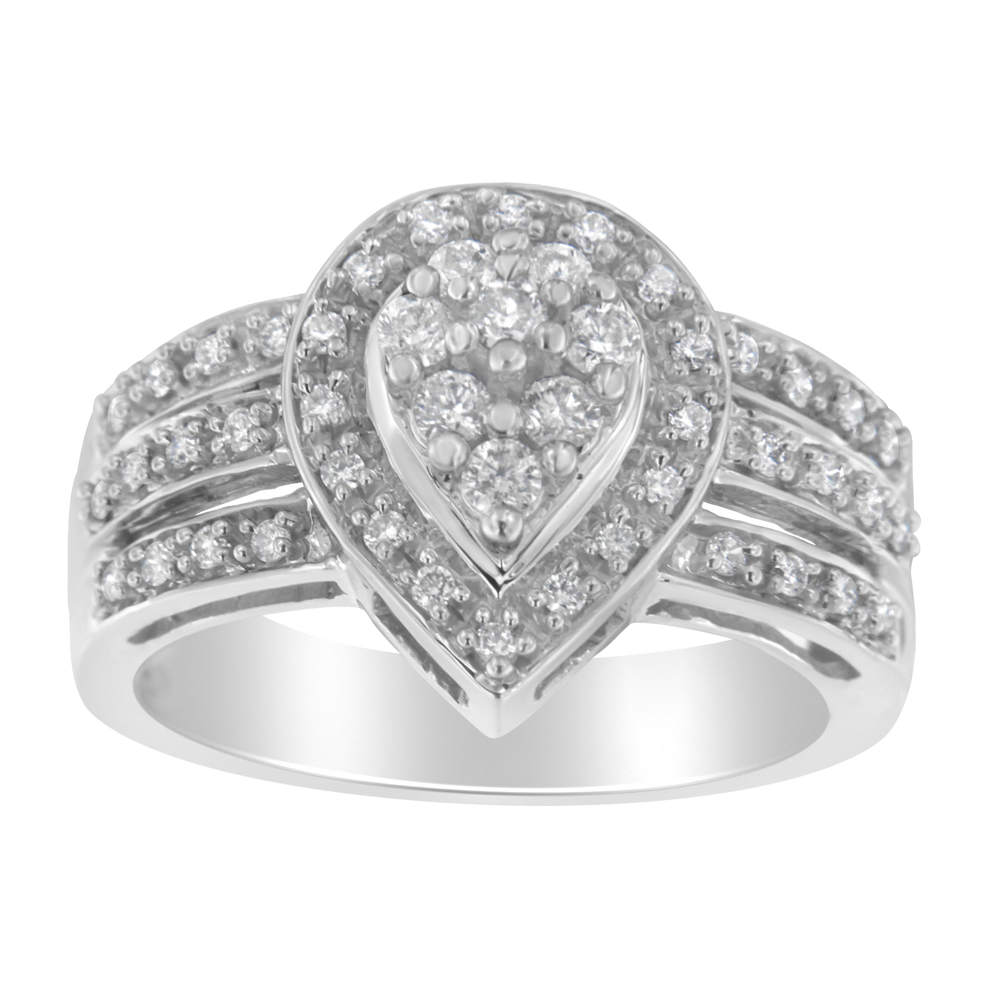 10K White Gold Round Cut Diamond Teardrop Ring 1/2 Cttw, H-I Color, SI2-I1 Clarity - Size 6-1/2 on sale at MyriadMart