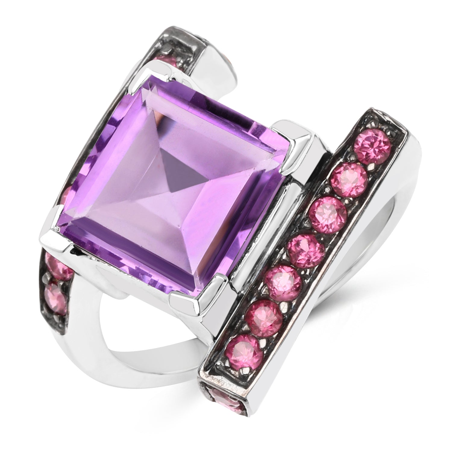 6.90 Carat Genuine Amethyst and Rhodolite .925 Sterling Silver Ring on sale at MyriadMart