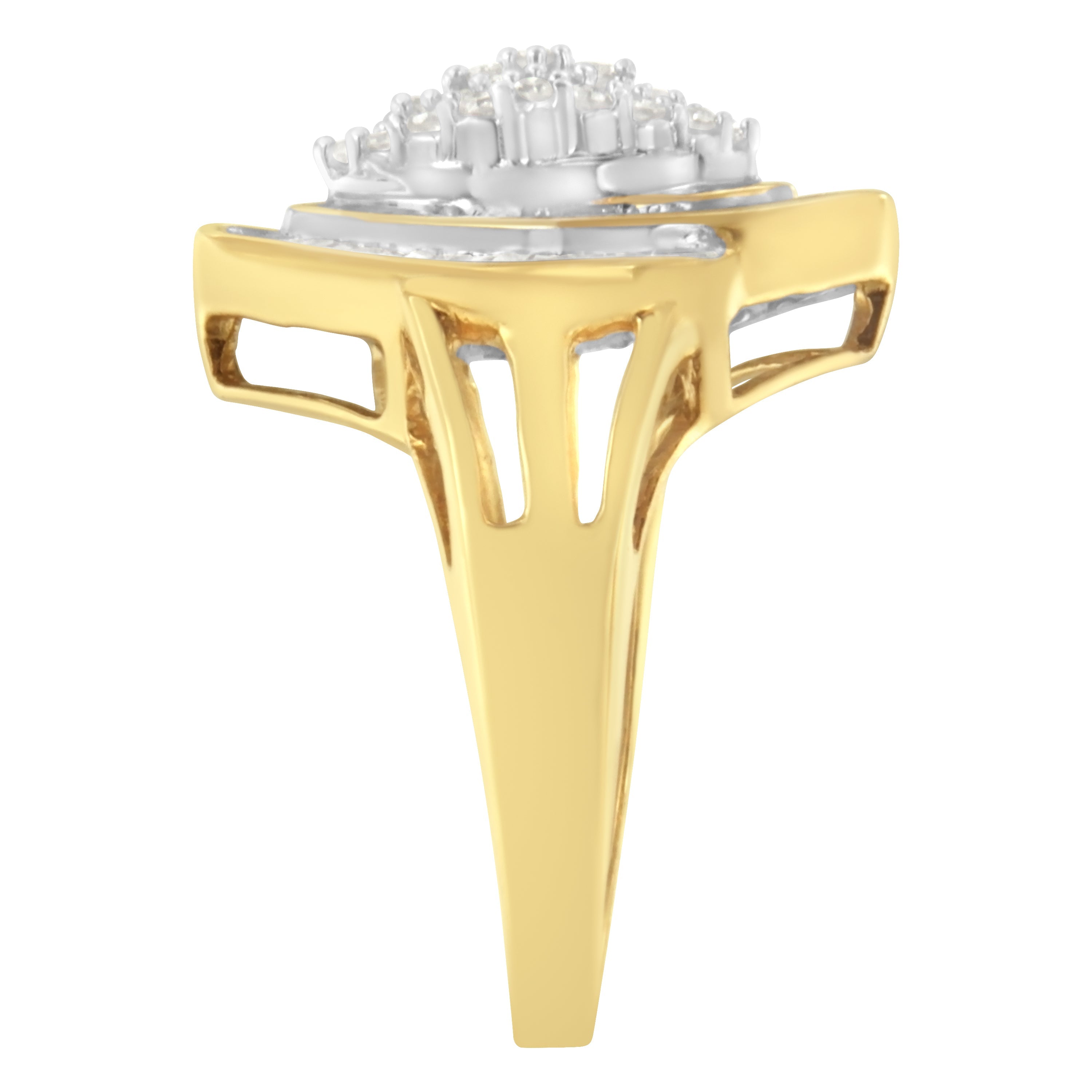 10K Yellow Gold Diamond Cluster Ring 3/4 Cttw, J-K Color, I2-I3 Clarity - Size 6 on sale at MyriadMart