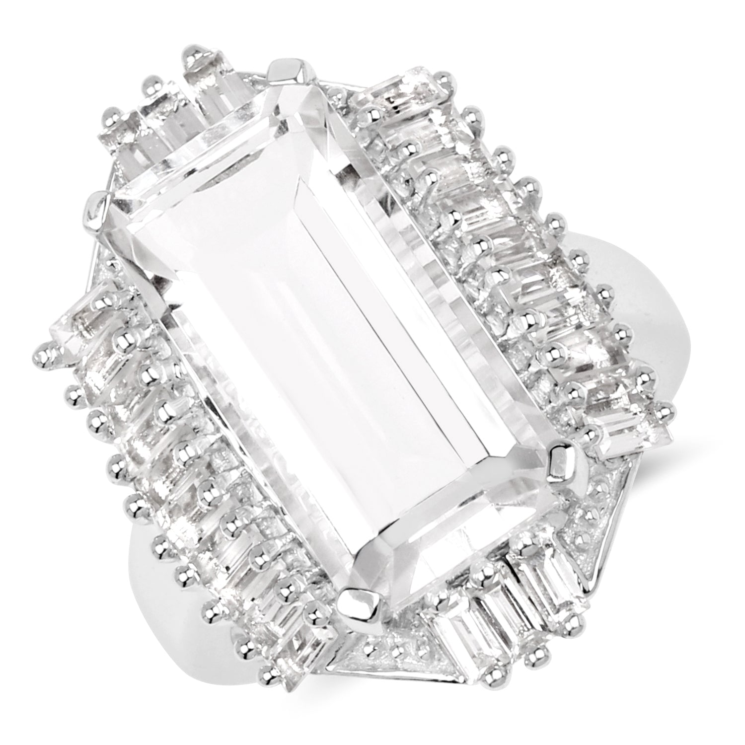 9.77 Carat Genuine Crystal Quartz & White Topaz .925 Sterling Silver Ring on sale at MyriadMart