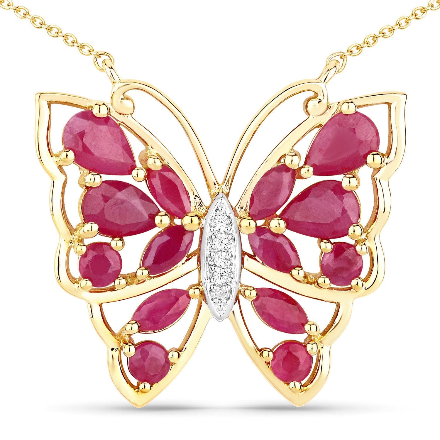 2.88 Carat Genuine Ruby and White Zircon .925 Sterling Silver Necklace on sale at MyriadMart