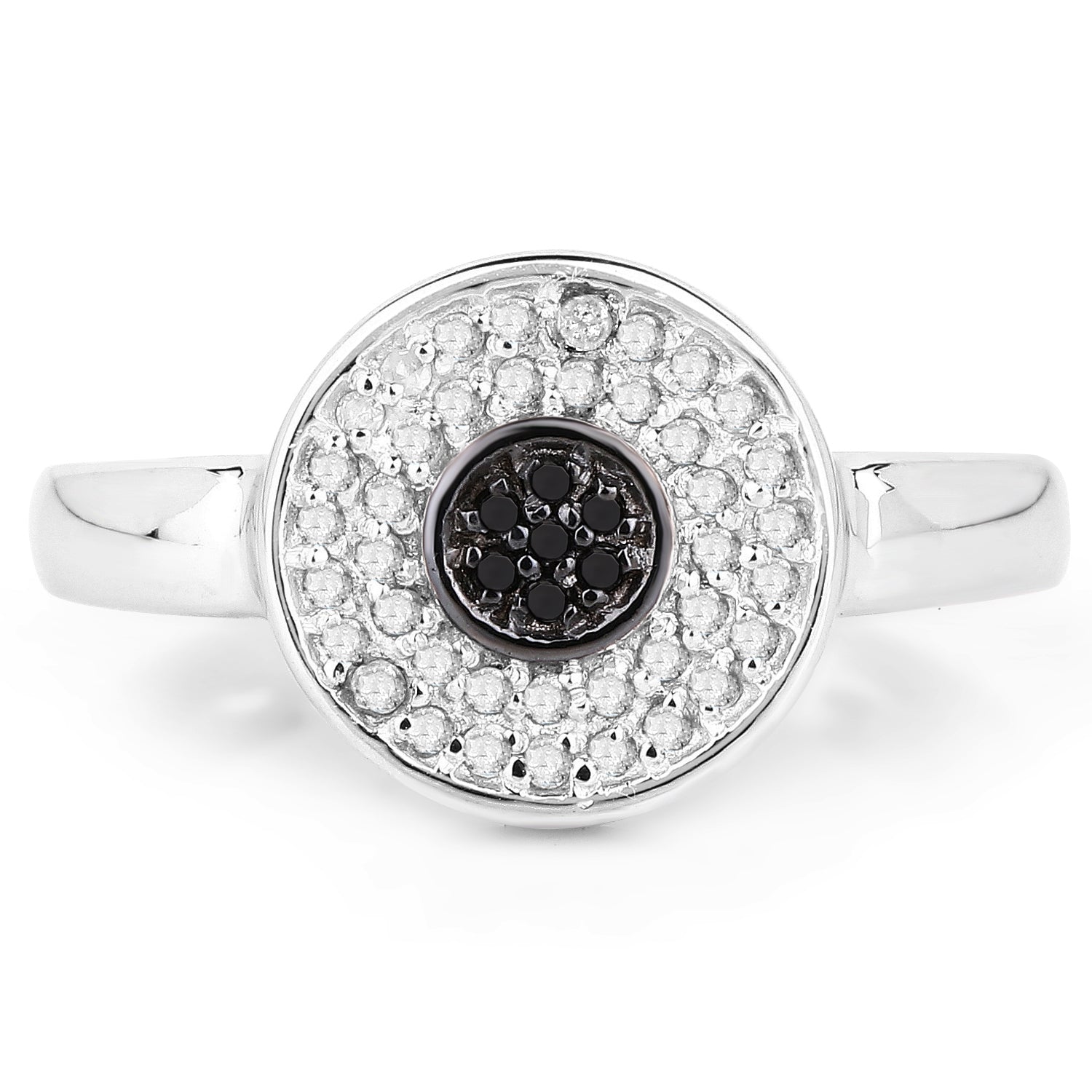 0.20 Carat Genuine Black Diamond and White Diamond .925 Sterling Silver Ring on sale at MyriadMart