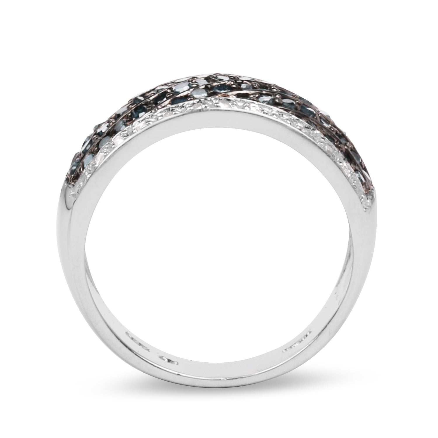 0.80 Carat Genuine Blue Diamond and White Diamond .925 Sterling Silver Ring on sale at MyriadMart