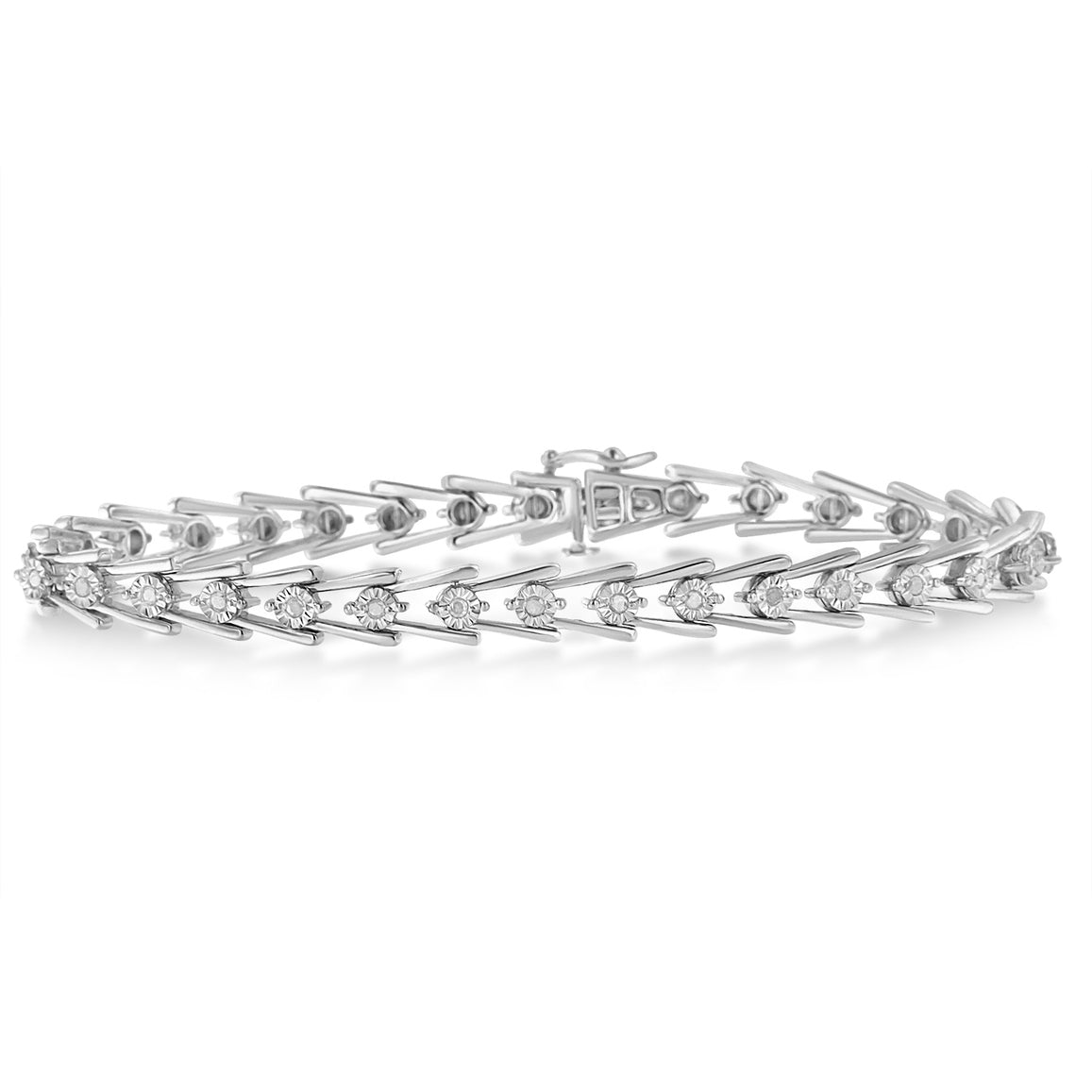 Sterling Silver Diamond Wave-Style Link Bracelet 0.5 cttw, I-J Color, I3 Clarity on sale at MyriadMart