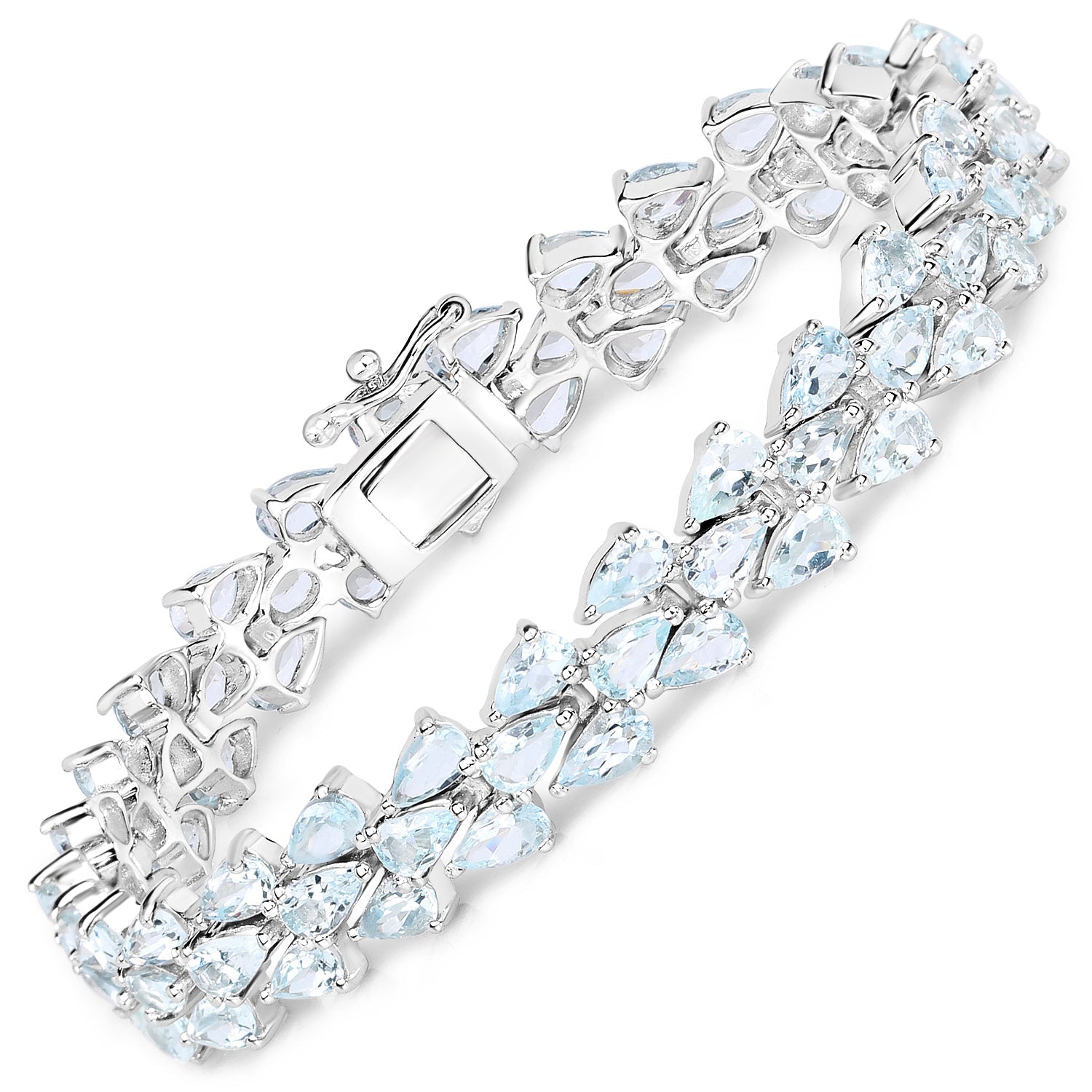 14.11 Carat Genuine Aquamarine .925 Sterling Silver Bracelet on sale at MyriadMart