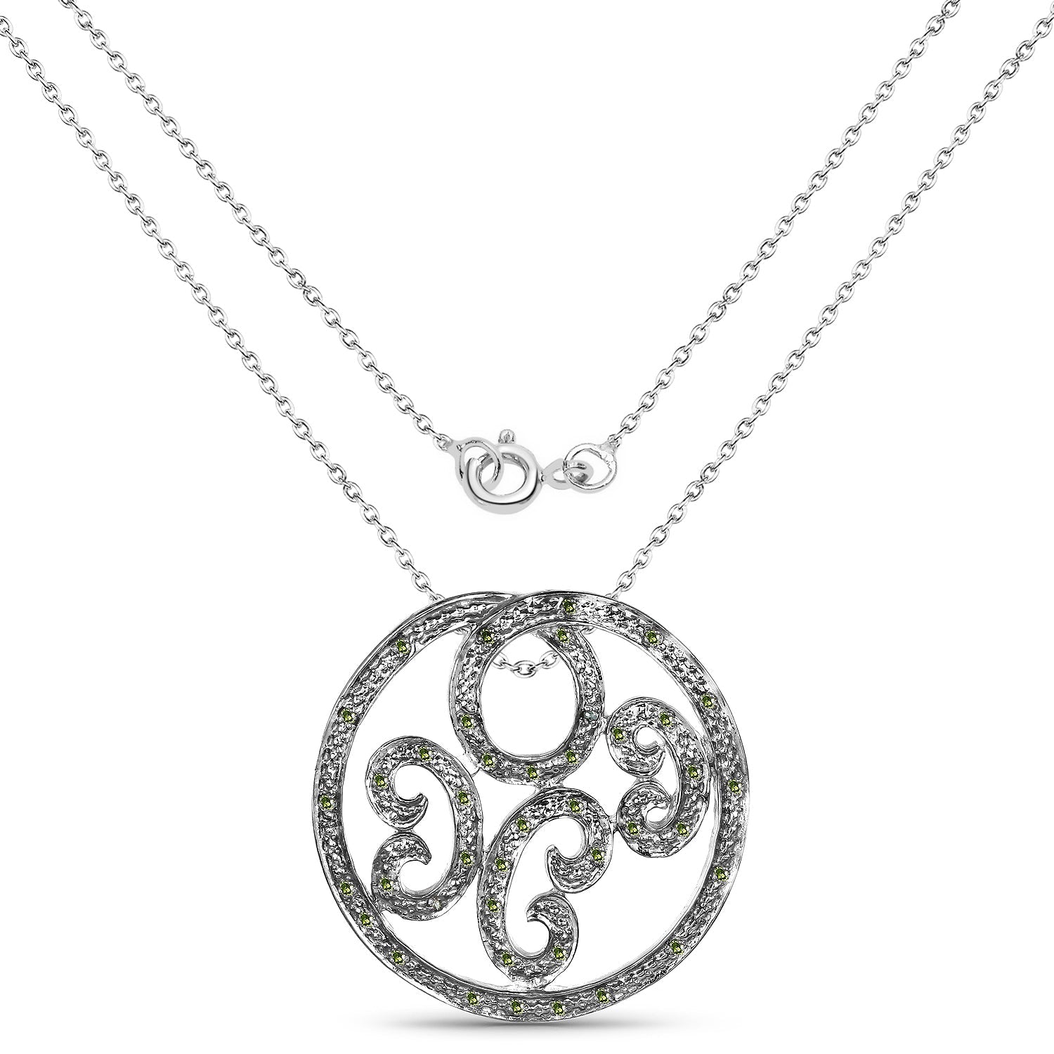 0.22 Carat Genuine Green Diamond .925 Sterling Silver Pendant on sale at MyriadMart