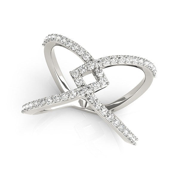14k White Gold Fancy Entwined Design Diamond Ring 1/2 cttw on sale at MyriadMart