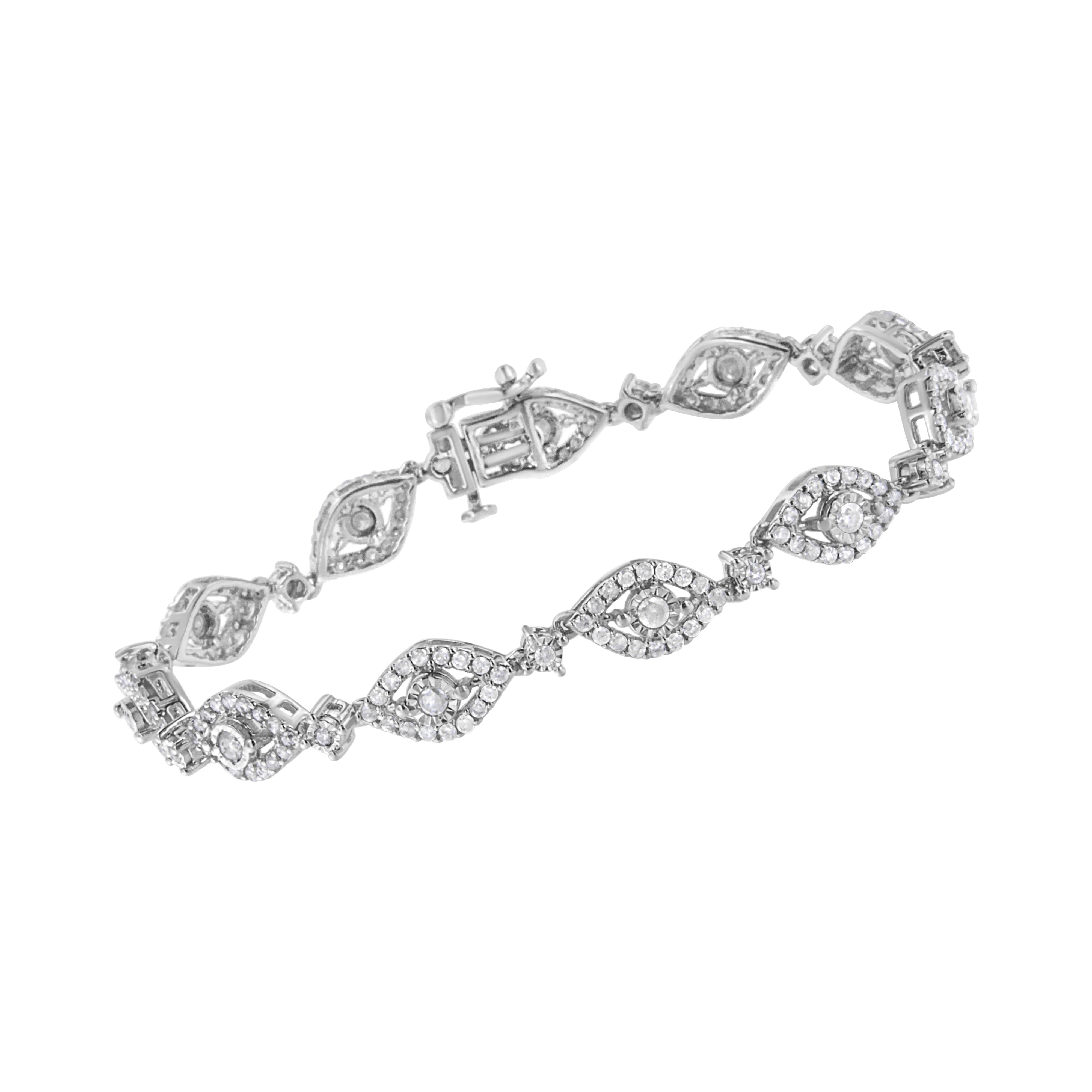 .925 Sterling Silver 2 1/2 Cttw Diamond Pear Shaped and Bezel Link Bracelet I-J Color, I2-I3 Clarity - 7.5 " on sale at MyriadMart