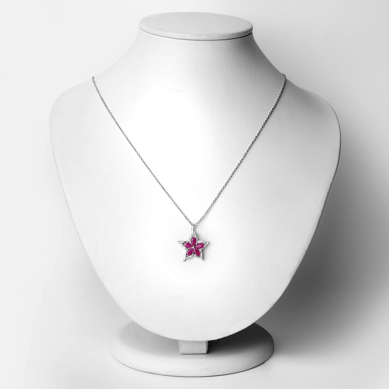 1.37 Carat Genuine Ruby and White Zircon .925 Sterling Silver Pendant on sale at MyriadMart